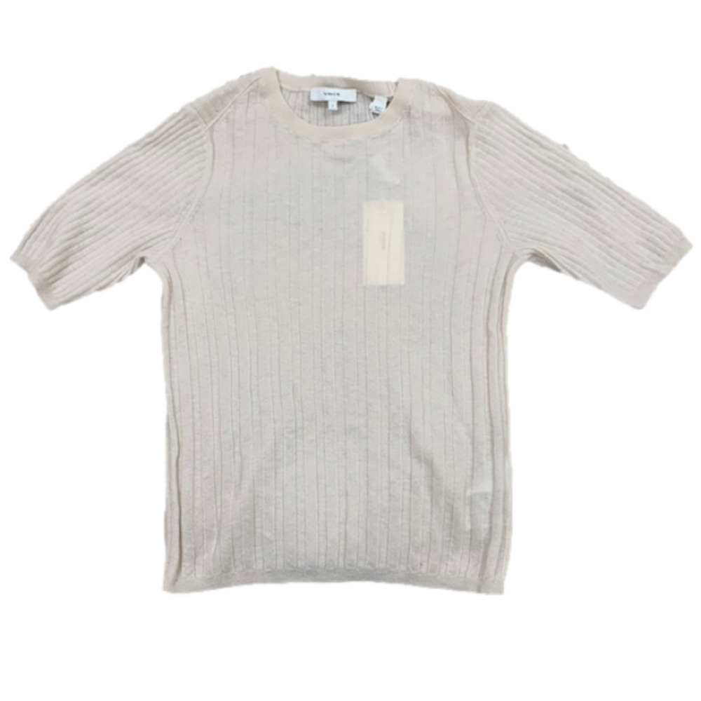 Vince Cream See Through Short Sleeved Blouse